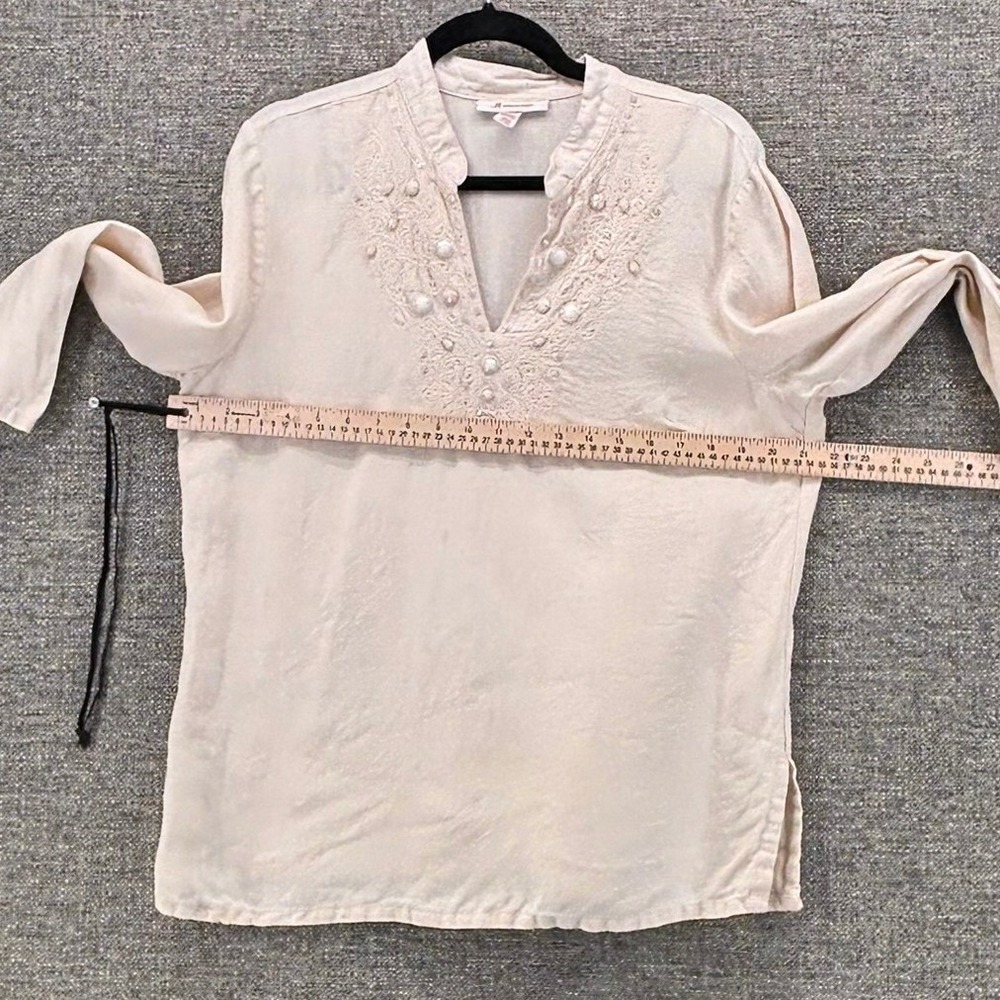JM Collection Linen Tunic Cream 14 - Picture 12 of 13